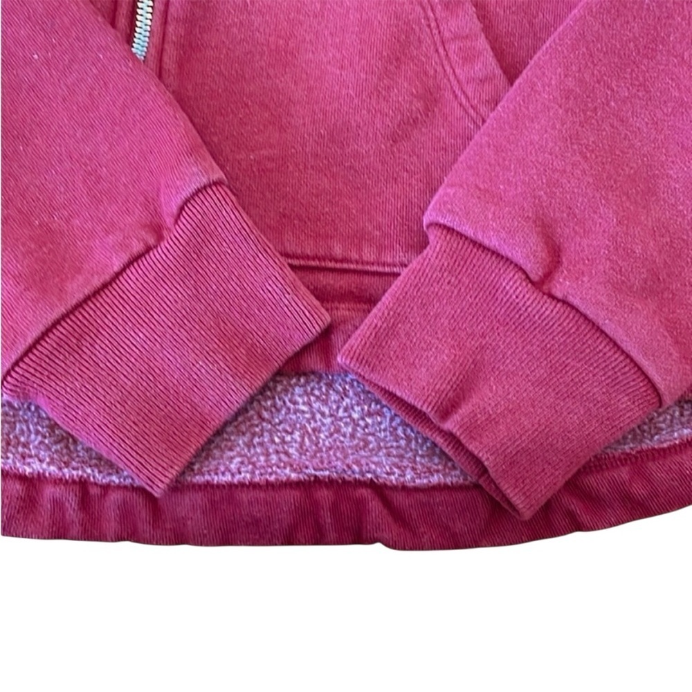 Victorias Secret PINK Faux Fur Lined Hood Sweatshirt Full Zip Burgundy Maroon - Picture 6 of 13